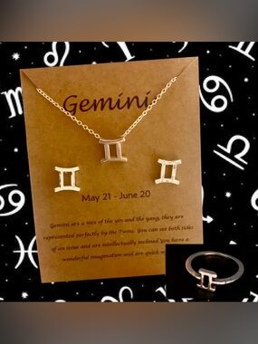 Gemini Necklace, Earrings & Ring Set ♊️